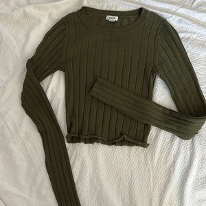 Garage  cropped ribbed long sleeve